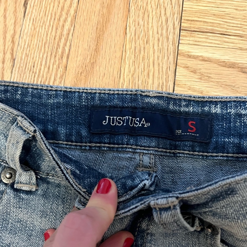Just USA Blue Distressed Jean Shorts - Picture 2 of 4
